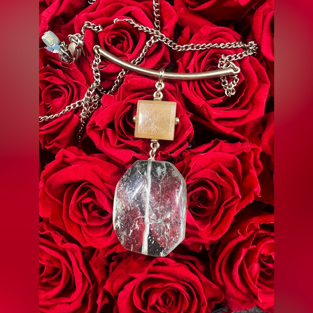 Chico's Crystal Pendant Long Necklace